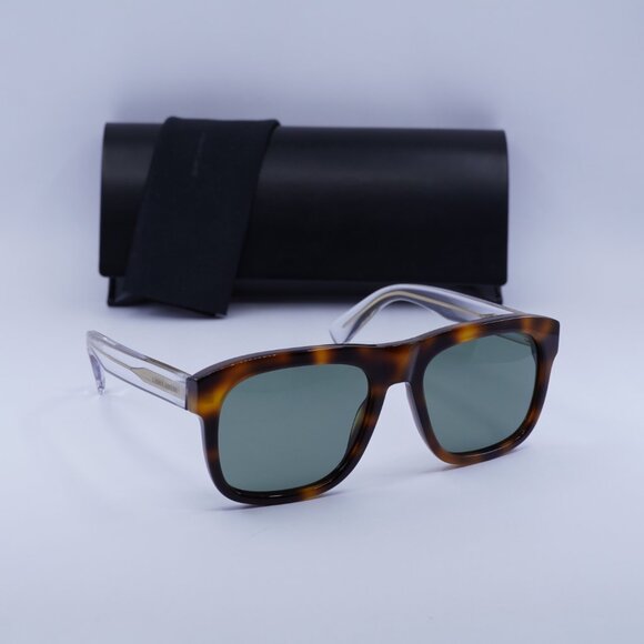 Saint Laurent SL558 002 Square Sunglasses - Havana/Transparent/Green - Picture 5 of 10